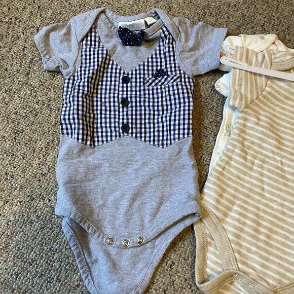 Mix Lot Of 4 Rabbit+Bear Unisex Baby Infant Bodysuits 3-6 Months Organic Cotton - Picture 4 of 5